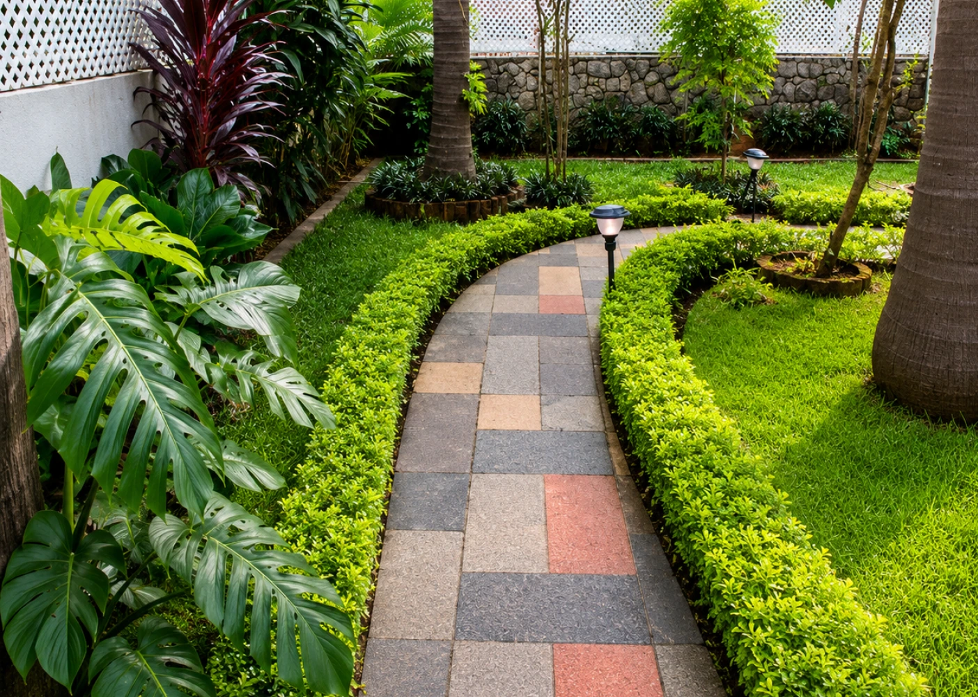 Premium villa front garden in Chennai